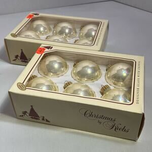 VTG 2 Boxes Of Christmas By Krebs Chablis Gold Christmas Ball Ornaments MADE USA